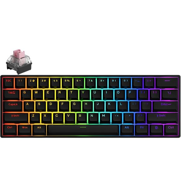 Teclado Gamer Mecânico Akko 3061S HE Shine-Through RGB USB Switch Pink - Preto (Inglês)