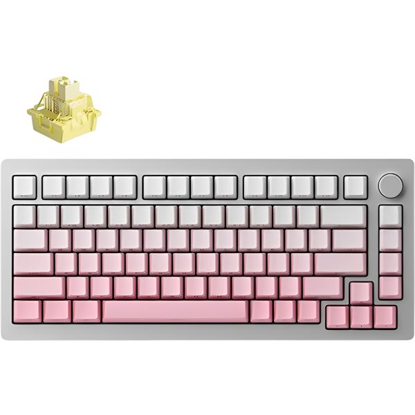 Teclado Gamer Mecânico Akko Monsgeek M1W HE-SP RGB Sem Fio Switch Yellow - Silver/Pink (Inglês)