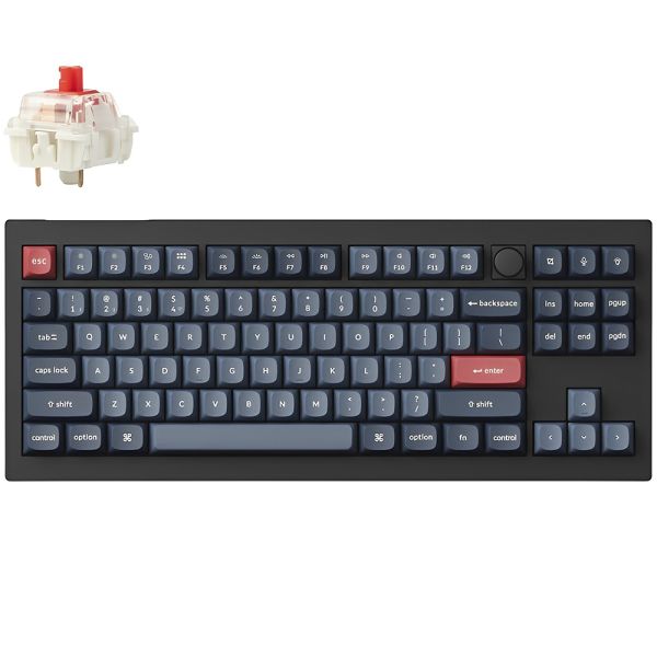 Teclado Gamer Mecânico Keychron V3 Max RGB Sem Fio Switch Red - Carbon Black (Inglês)