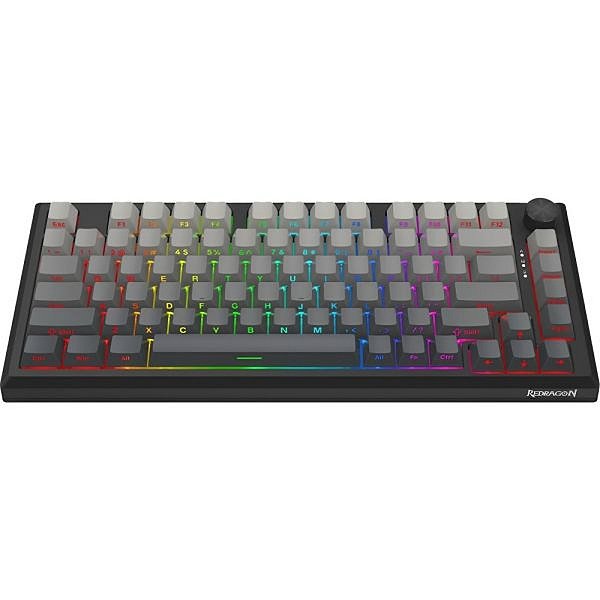 Teclado Gamer Mecânico Redragon Penumbra Pro K687GG-RGB-PRO 75% RGB Sem Fio Switch Lion L - Preto/Cinza (Inglês)