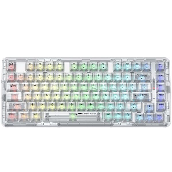Teclado Gamer Redragon ELF K649 Pro RGB Backlit Bluetooth - Branco/Transparente