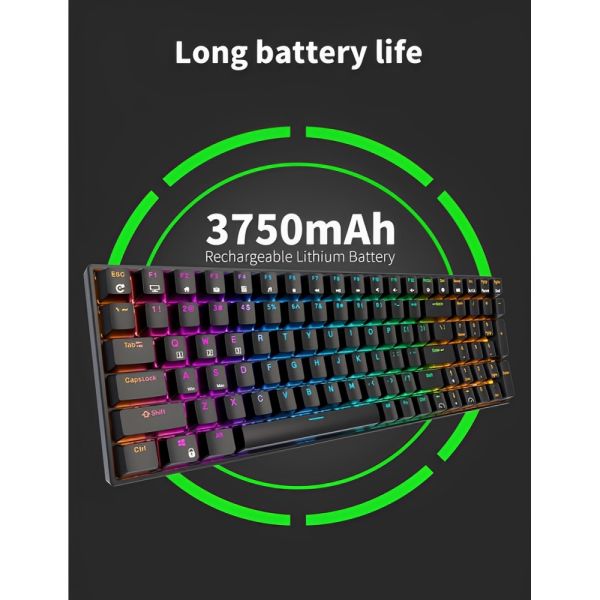 Teclado Mecânico Royal Kludge RK100 96% RGB Sem Fio Switch Brown - Black (Inglês)