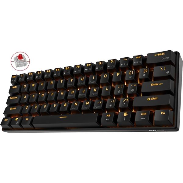 Teclado Mecânico Royal Kludge RK61 60% RGB Lineal Switch Red Hotswap Bluetooth - Preto