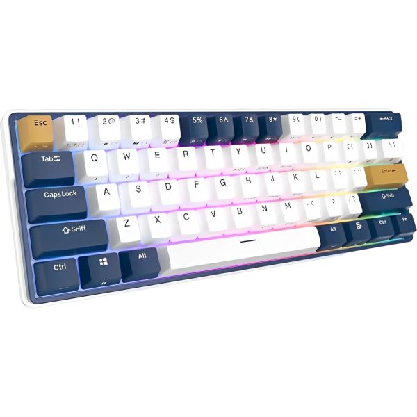 Teclado Mecânico Royal Kludge RK61 Plus 60% RGB Linear Wireless Switch Skycyan - Blue