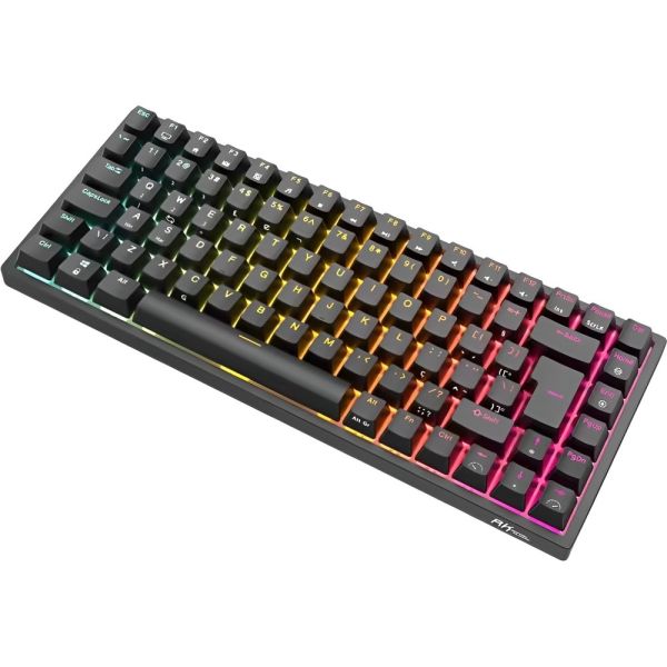 Teclado Mecânico Royal Kludge RK84 75% RGB Sem Fio Linear Switch Red - Preto