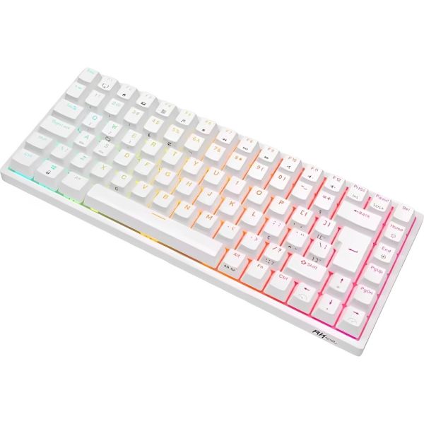 Teclado Mecânico Royal Kludge RK84 75% RGB Sem Fio Switch Linear Vermelho - Branco (Português)