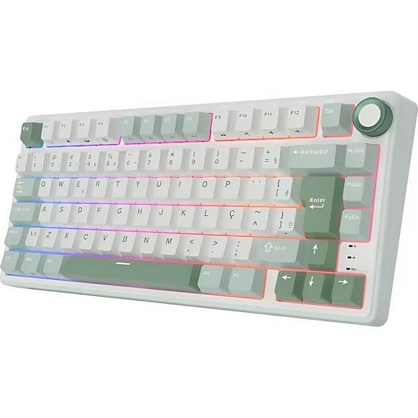 Teclado Mecânico Royal Kludge RKR75 75% RGB USB-C Switch Brown - Sky Cyan (Português)