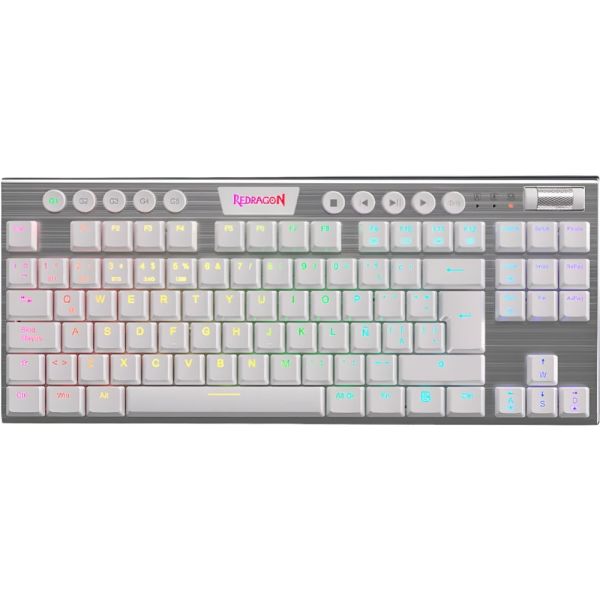 Teclado Redragon Horus TKL K621W-RGB Sem Fio - Branco (Inglês)