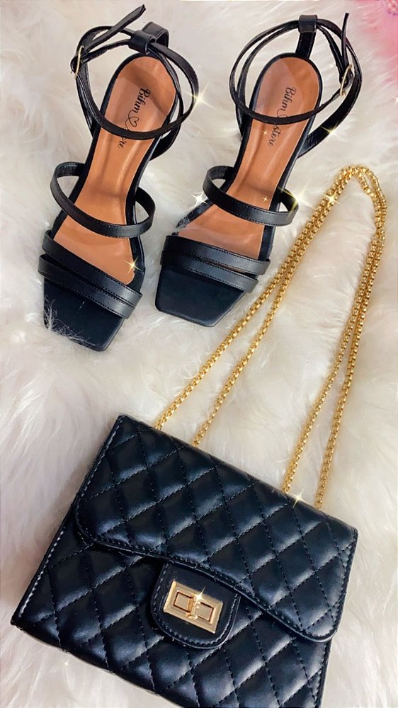 Sandália Black - Salto Transparente