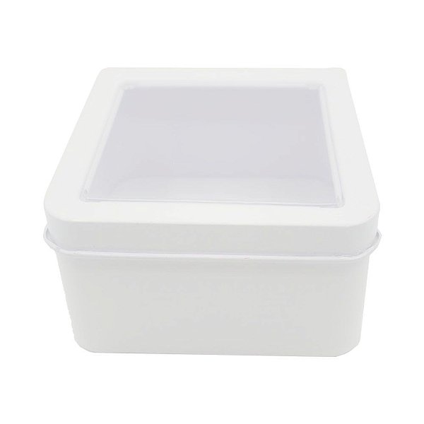Lata Quadrada Branca Com Visor 200ml  Com 6 Unidades