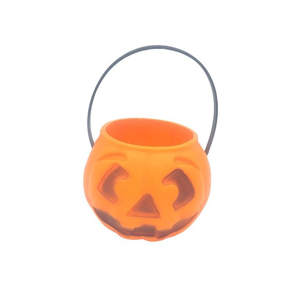 Baldinho C/alça Abóbora Pequeno Halloween