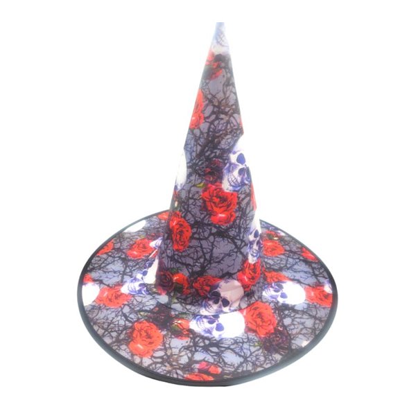Chapéu de Bruxas Caveira e Rosas