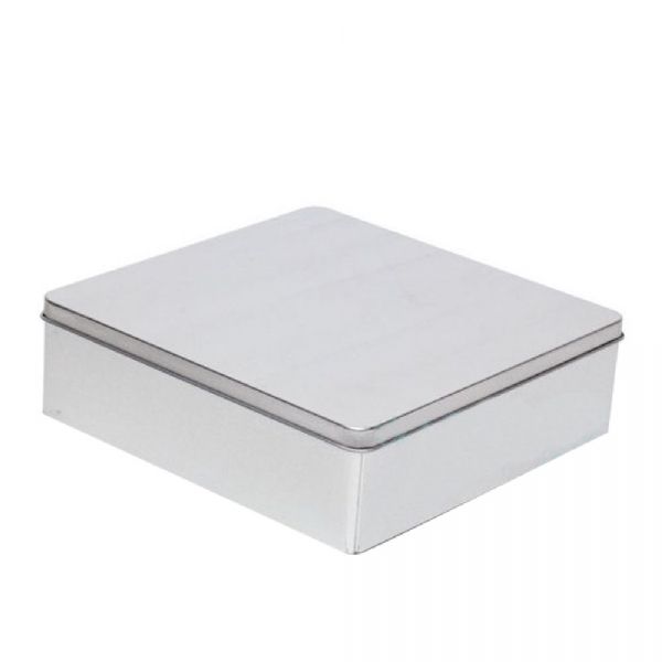 Lata G Quadrada Prata 19,5X19,5X5,5cm