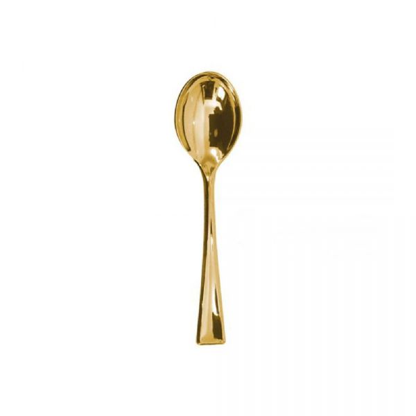 Mini Colher Plástica Ouro Com 20 unidades P