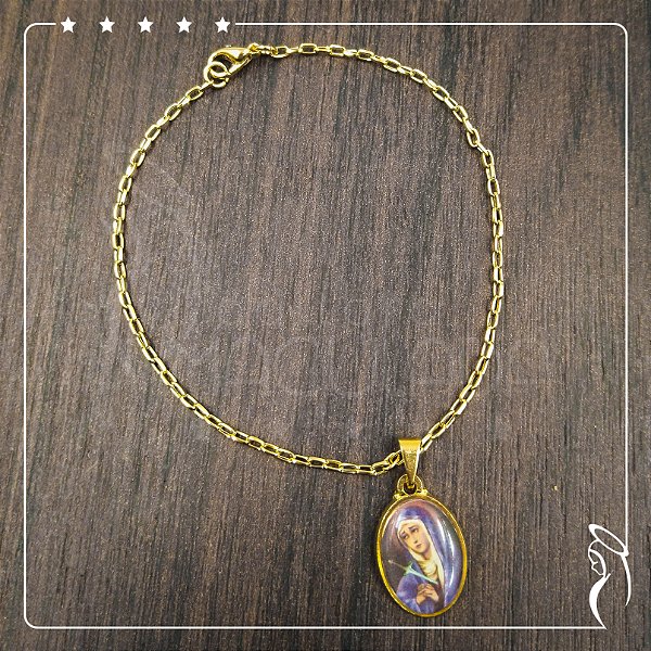 Pulseira Dourada de Nossa Senhora das Dores - elo PP