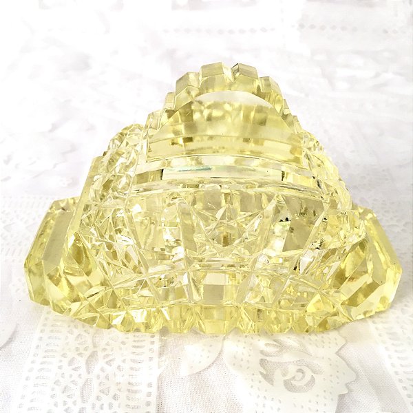 Manteigueira de cristal Francois Moise antiga amarela