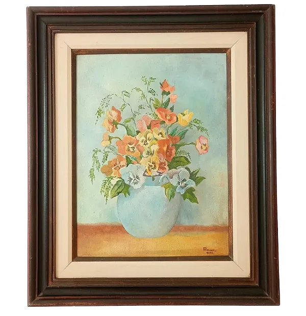 Quadro Tela Flores 59x49cm Vintage