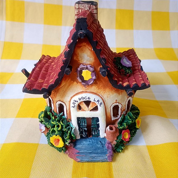 Casa artesanal decorativa de argila - Lar Doce Lar