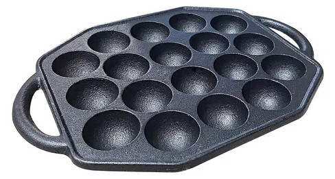 Forma de Ferro Para Bolinhos Takoyaki 18 Furos Chapa de Ferro 28cm - Bolinho Japonês
