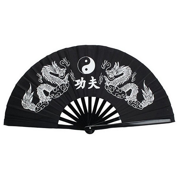 LEQUE PRETO GRANDE Dragão Chinês Para Dança Festa Decoração Japonesa - Leque Grande