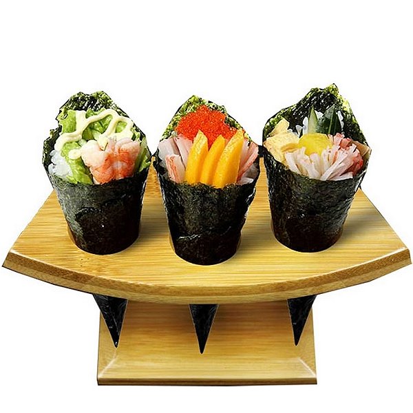 Porta Temaki De Bambu Para Segurar Cones de Temaki Suporte Para Temaki Sushiman Restaurante Japonês