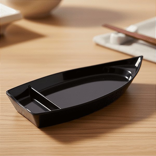 BARCA MELAMINA Preto 26cm Para Sushi Temaki Restaurante Japonês Sushiman - Barca Sushi Japonesa