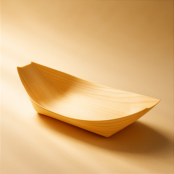 Barquinha de Bambu Para Aperitivos - 50 Unidades