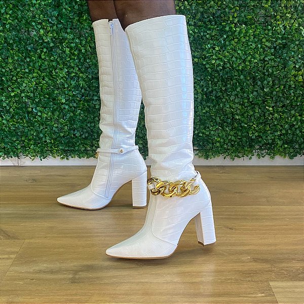 Bota Cano Longo Charlotte Branca c/ Corrente 1251927