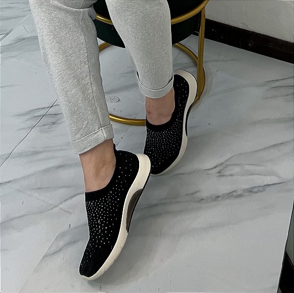 Tênis Meia Modare Preto c/ Brilho 73781151