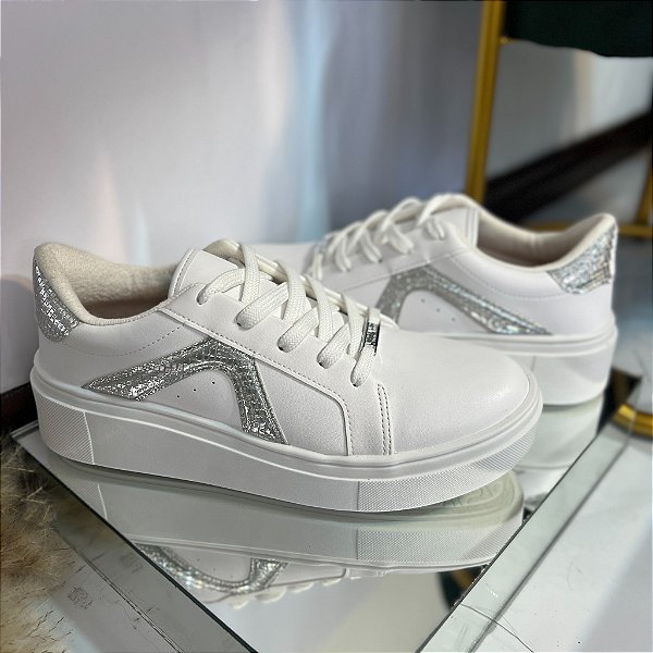 Tênis Vizzano Plataforma Branco C/ Prata 1339331
