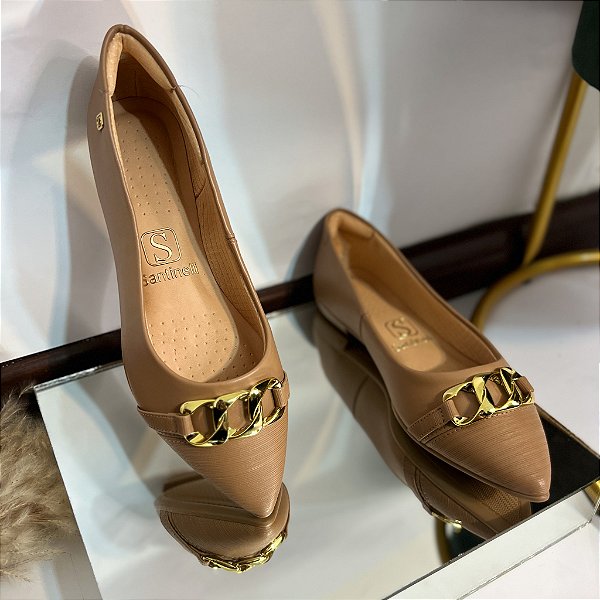 Sapatilha Santinelli Bico Fino Cappuccino 12666502410