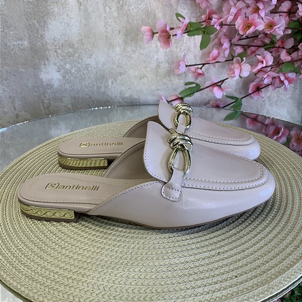 Mule Santinelli Bico Redondo Creme 1654008252
