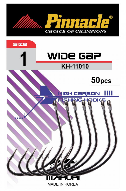 Anzol Pinnacle Wide Gap Black n°08 Maruri c/20 (cartela)