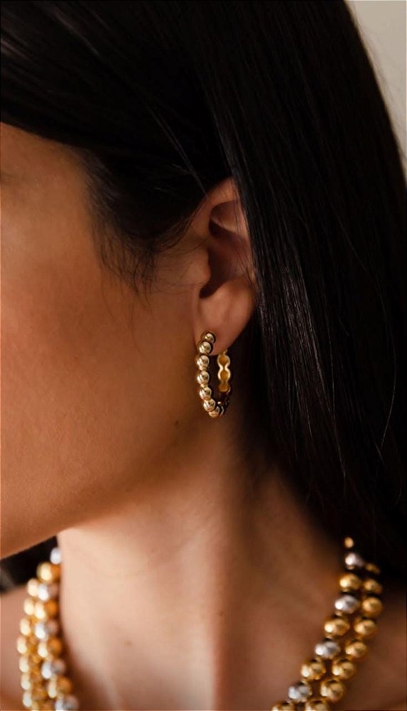 Brinco Argola de Esferas Dourado