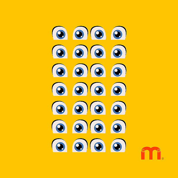 Adesivo Têxtil DTF Olhinhos "ROBÔ AZUL" cartela com 14 pares