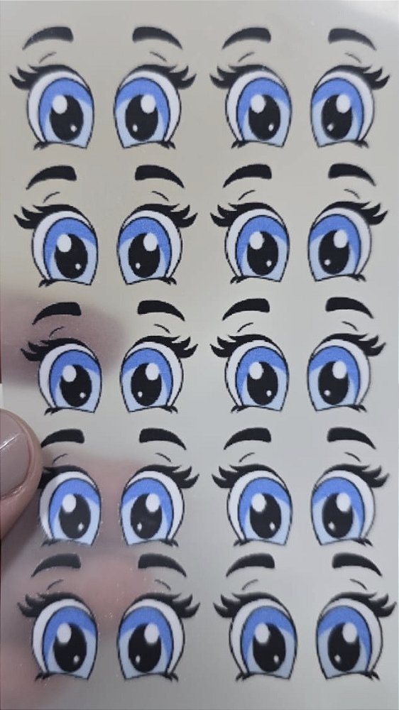 Olhinhos em DTF "GLAMOUR" cartela com 10 pares