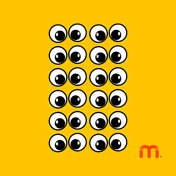 Adesivo Têxtil DTF Olhinhos "CARTOON" cartela com 12 pares