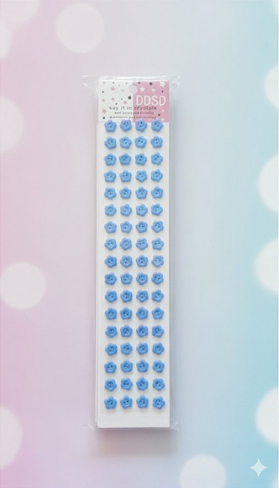 Aplique "Flor Azul" autocolante cartela com 68 pcs