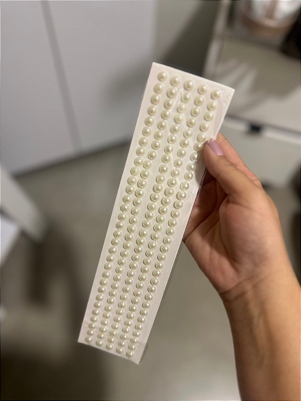 Aplique "Meia Pérola" 9mm autocolante cartela com 155 pcs