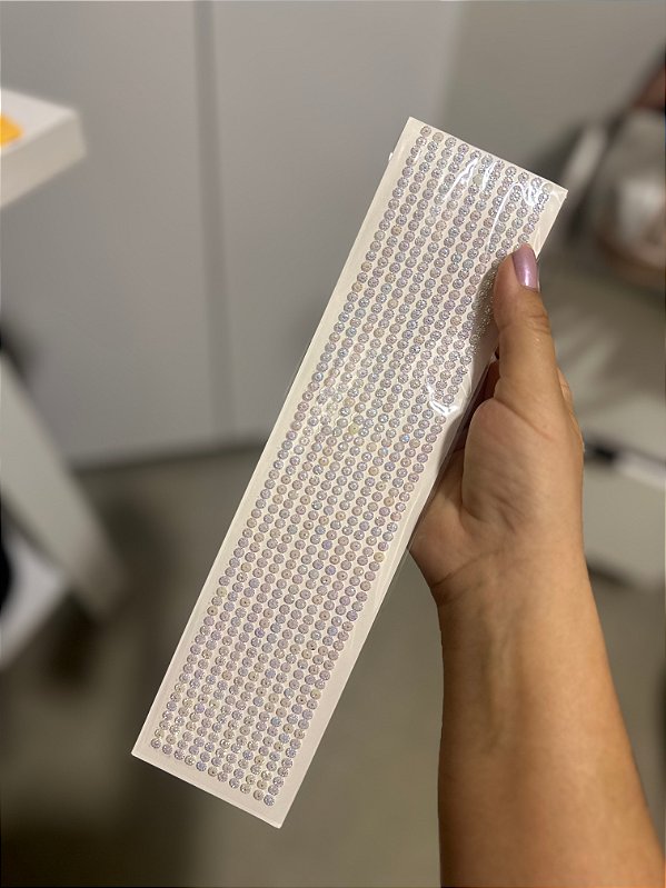 Aplique "Strass Cristal Holográfico" 4mm autocolante cartela com 690pcs