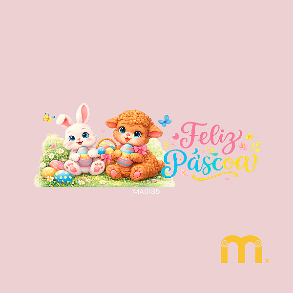 Adesivo Têxtil DTF "Amigos da Páscoa" 27x10cm - Ideal para Barrados