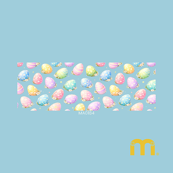Adesivo Têxtil DTF "Ovos Aquarela" 27x10cm - Ideal para Barrados