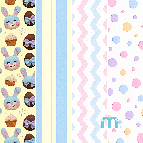 Coleção Feltros "Doce Páscoa Encantada"- Kit com 4 feltros 29x42cm