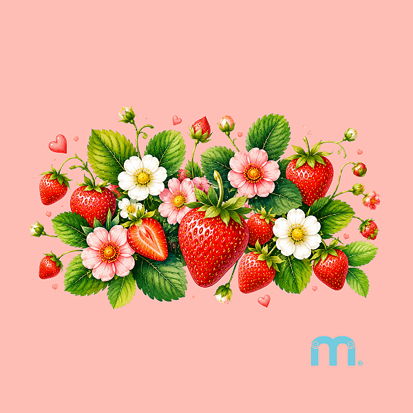 Adesivo Têxtil DTF "MORANGOS – Coleção Frutas" com 2 cartelas