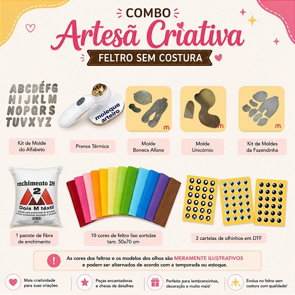 Combo "Artesã Criativa" para Feltro sem Costura