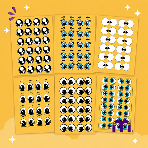 KIT de Adesivos Têxtil DTF – “Olhos Perfeitos” com 6 cartelas