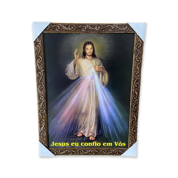 Quadro com Moldura Resinado Jesus Misericordioso 44cmX34cm