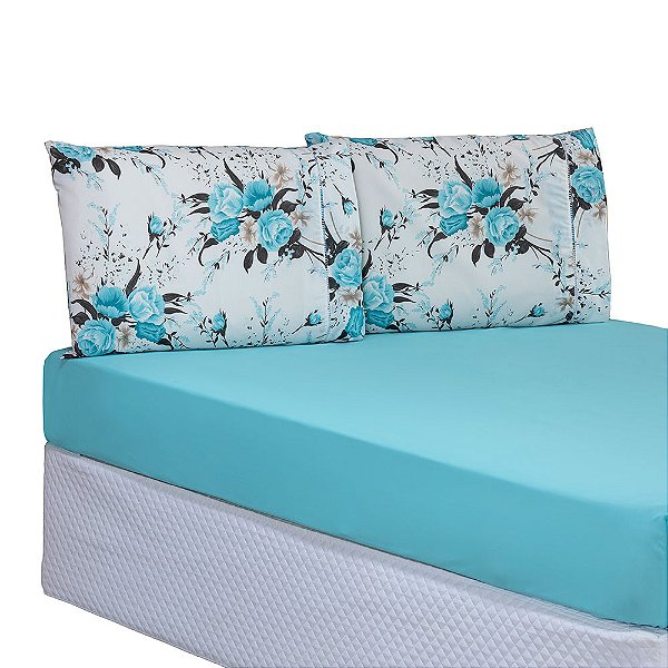 Jogo de Lençol Solteiro 2 Peças Esmeralda 100% Algodão Percal 150 Fios Cor:Ve