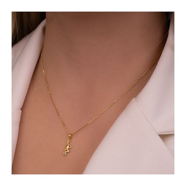 COLAR COM PINGENTE ESCRITO LOVE COM ZIRCÔNIA. RÉPLICA DE NOSSA (014689)