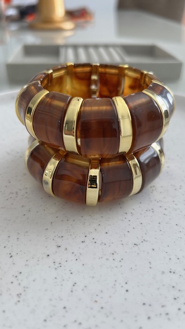 Bracelete marron com dourado